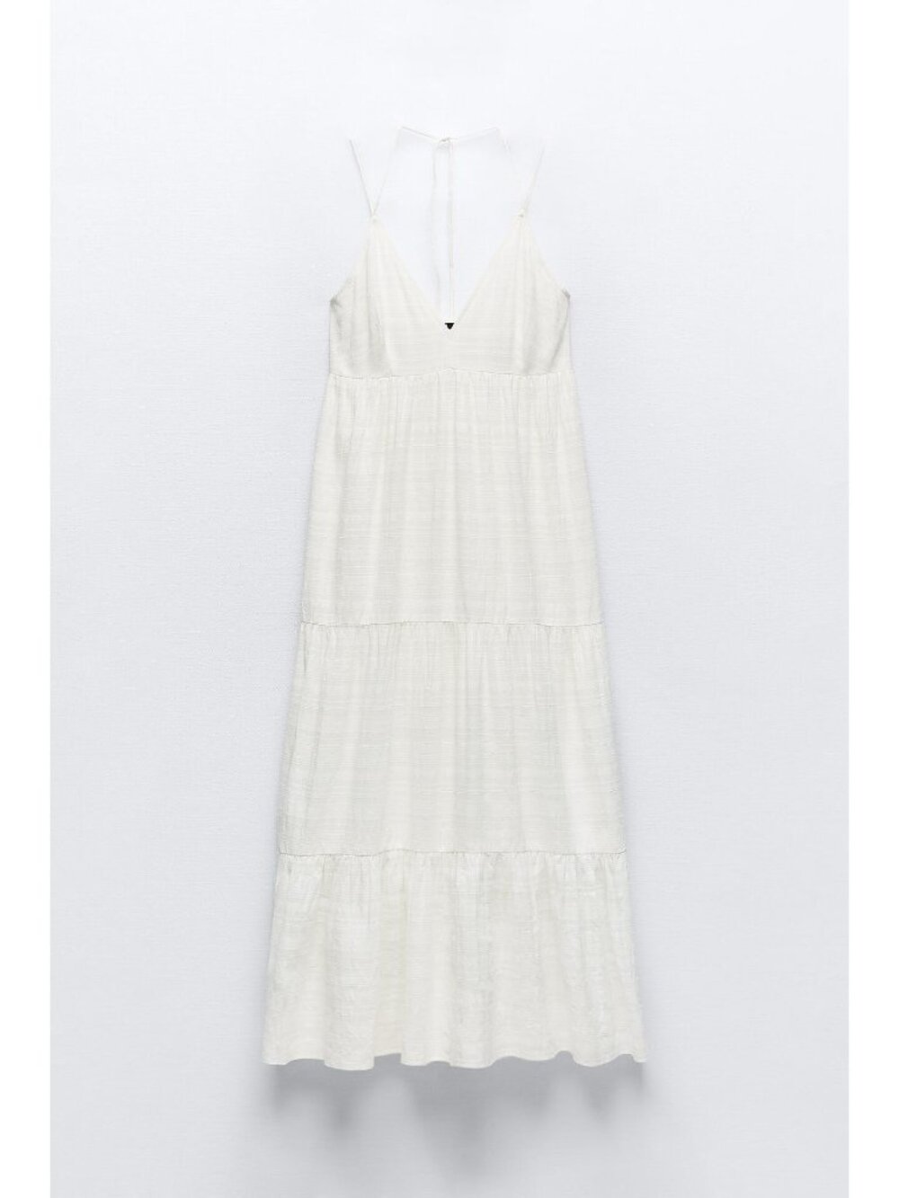 Zara White V-Neck Maxi Dress With Shell Strap Details - Picture 2 of 9